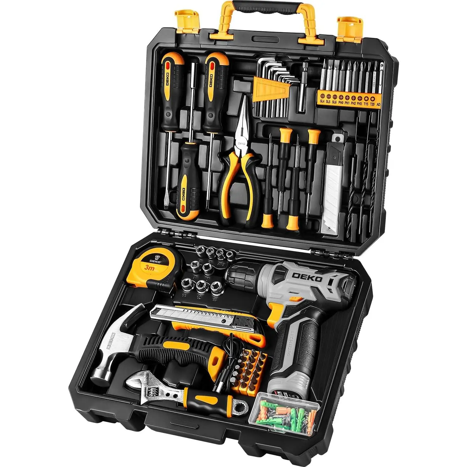 Tool Set:Tool Kit with 8V,Tool Box with,Hand Set for Men &,Home Tool Kits for Repair,Handyman,DIY 126 Piece