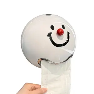 Smiley face creative tissue box, bathroom toilet paper holder, bathroom toilet paper box, toilet paper rack, tissue rack, wall-mounted, drill-free