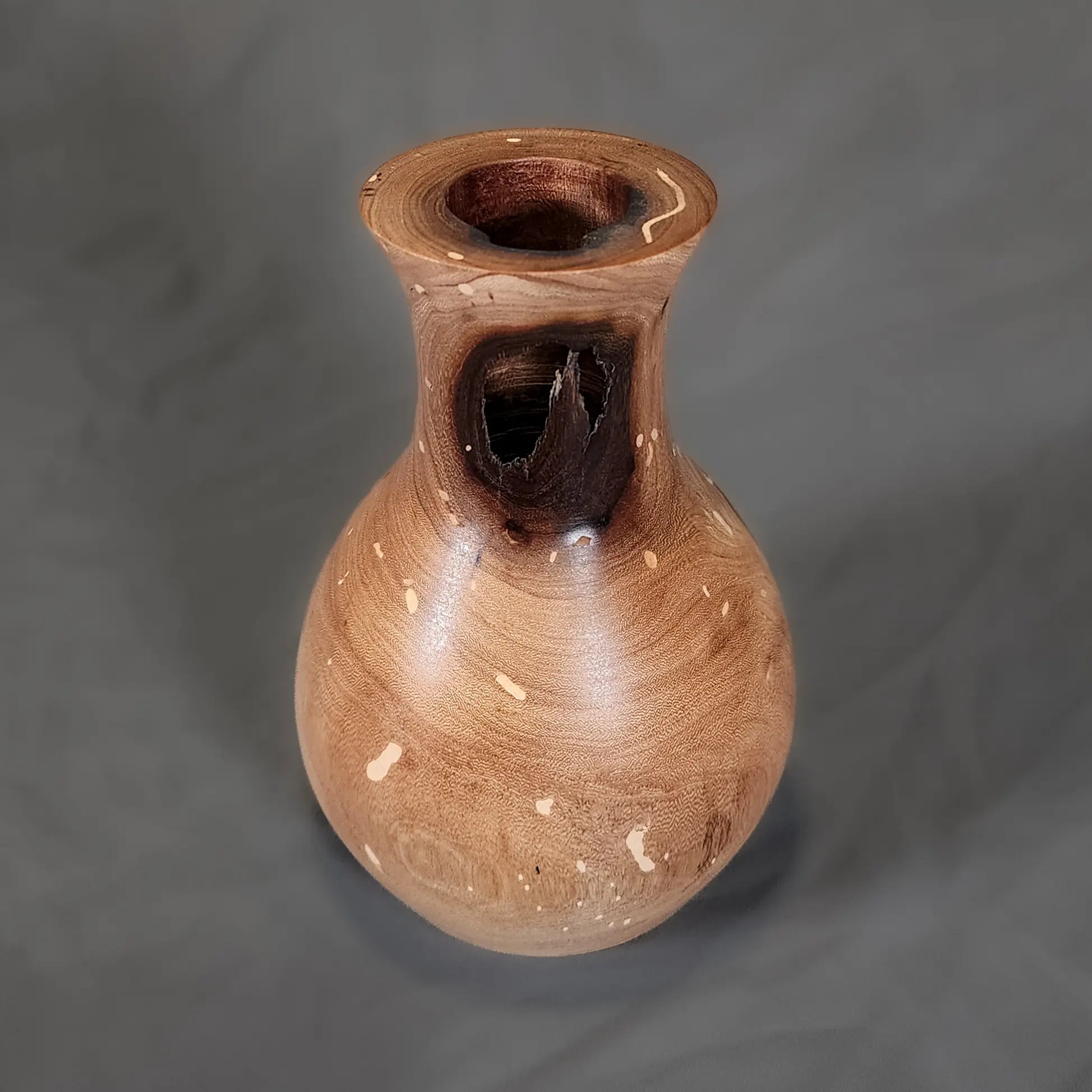Hand Turned Elm Vase #V128 - Unique Handcrafted Design with Natural Wood Grain