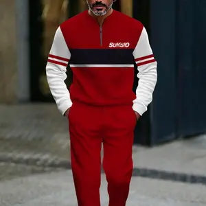 Men's Two-Piece Set Popular New Release Zip-Up PulloverLong-Sleeve Fashion Sportswear Set Paired with DrawstringLong Pants Casual Set Suitable as a Holiday Gift ChristmasHalloween men's 2 piece set