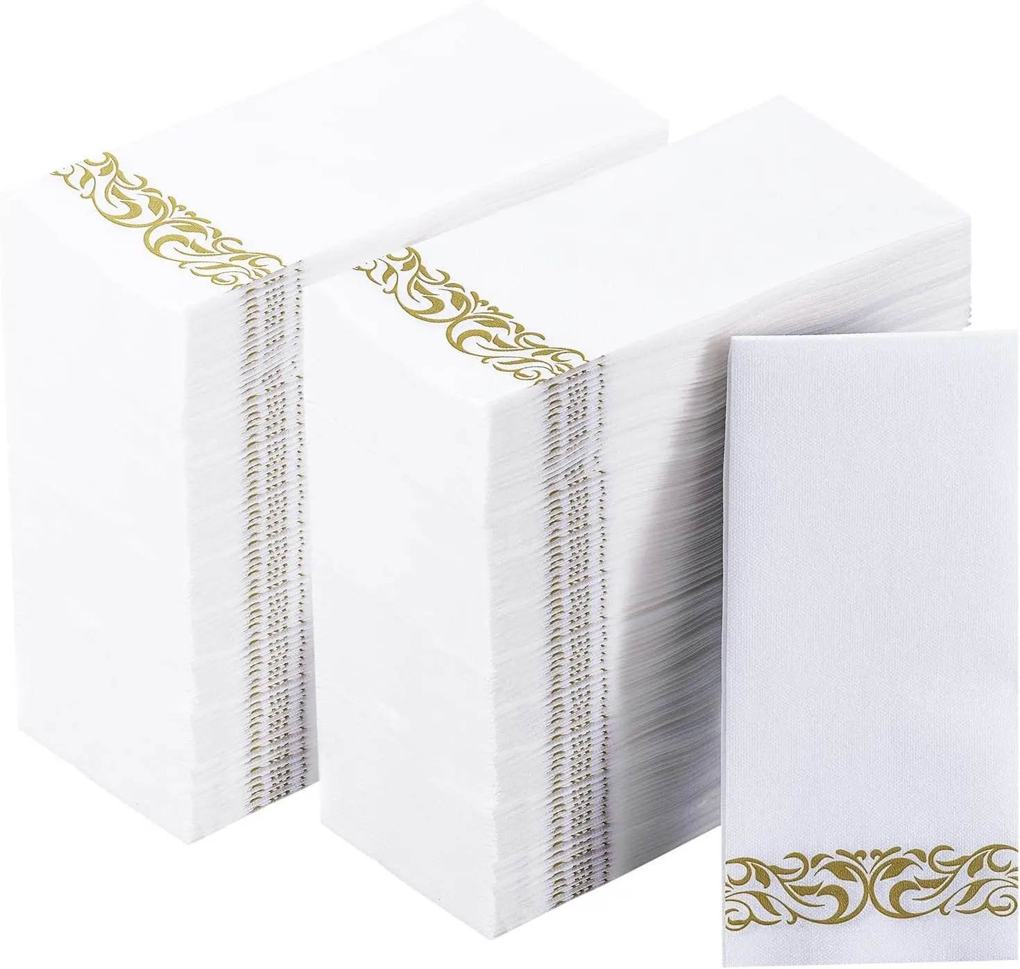 400 Pack Paper Napkins Guest Towels Disposable Premium Quality 3-ply Dinner Napkins Disposable Soft, Absorbent, Perfect for Kitchen, Wedding, Parties, Dinners or Events (Gold)