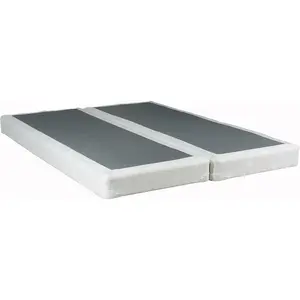 Fully assembled split low-profile traditional wooden box spring foundation for mattress set, queen size, beige