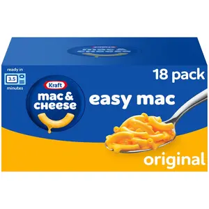 Kraft Easy Mac Original Mac & Cheese Macaroni and Cheese Dinner Microwavable Dinner, 18 ct Packets