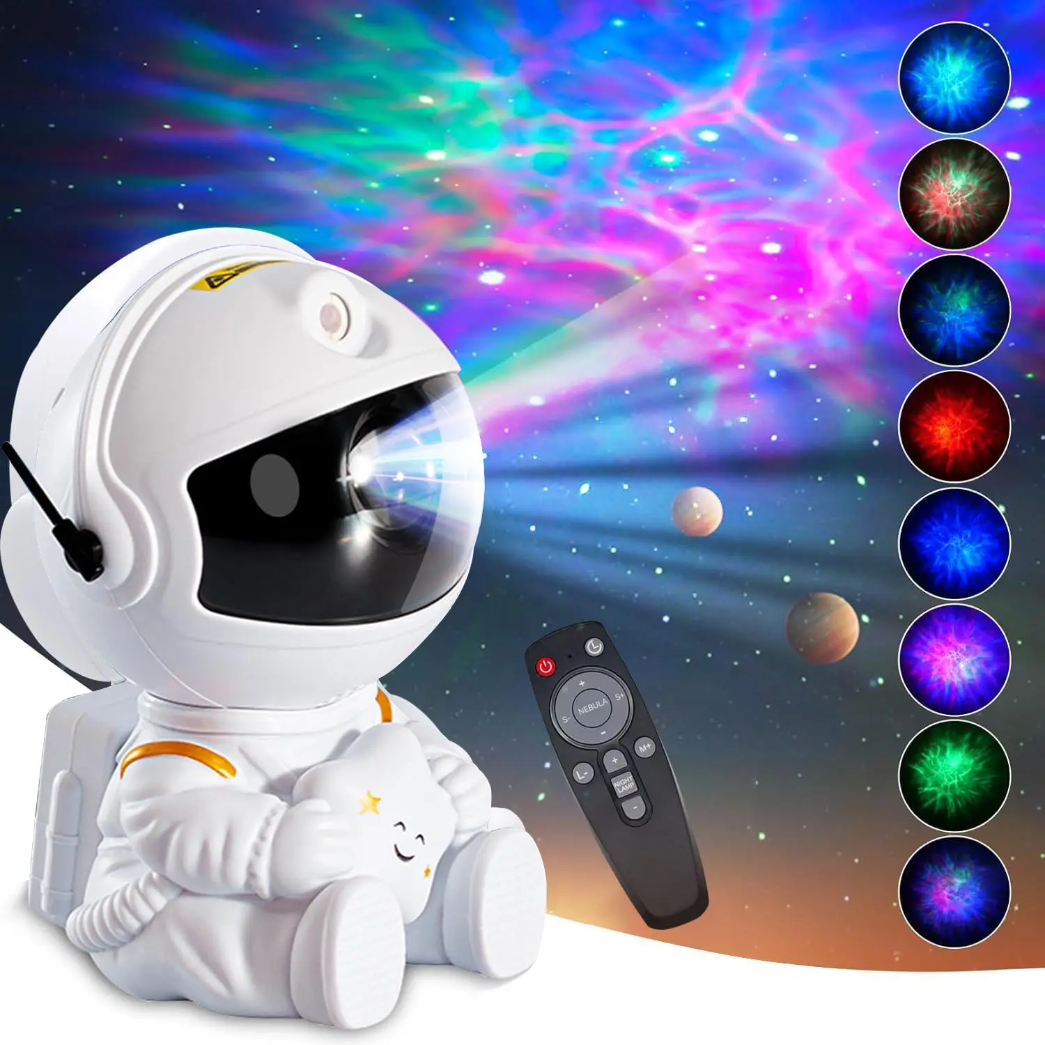 Astronaut Galaxy Star Projector Starry Night Light - Starry Nebula Ceiling Projection Lamp with 8 Modes, Remote and 360° Adjustable, Gift for Kids Adu