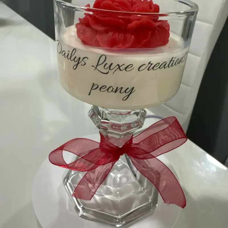 Peony Luxury Handmade Floral Candle - Premium Home Fragrance Accessory by Dailys Luxe Creations