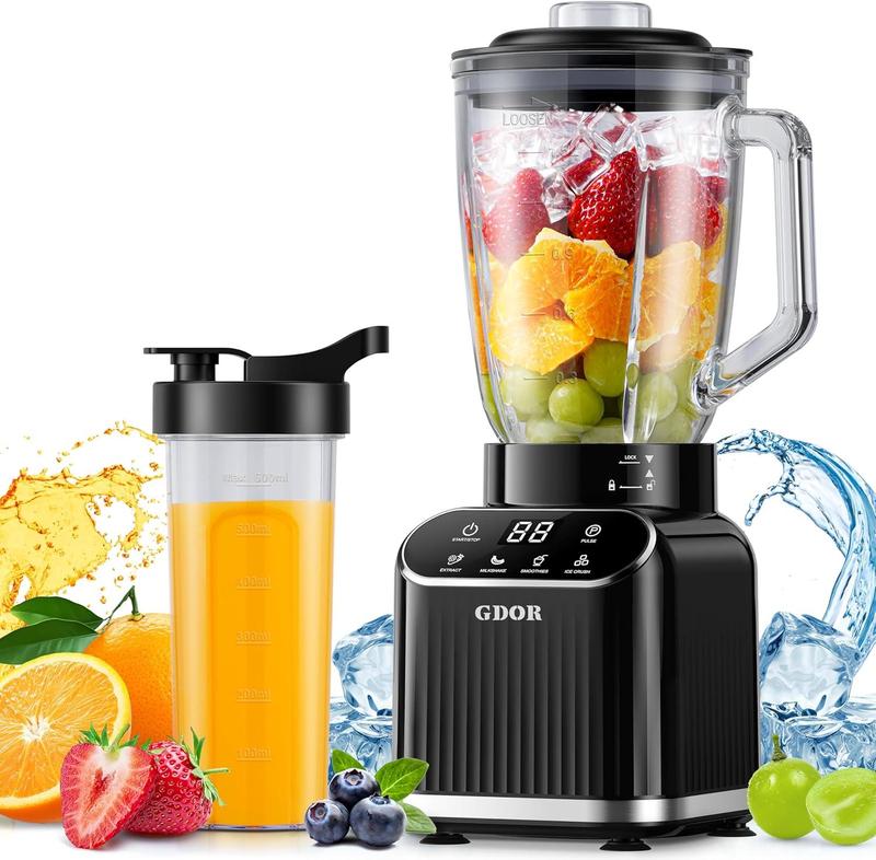 Professional Blender, 5 Functions Touchscreen Control Smoothie Blender for Smoothies,Frozen Drinks & Ice Cream, 1200W Countertop Blender with Travel Cup, , 52oz Glass Jar, for Ice Crushing/Sauce/Nut Butter/Soup
