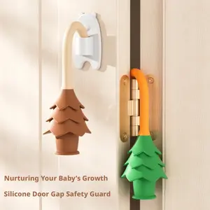 1 Pc Cute Cartoon Tree Silicone Door Stopper | Whimsical Nursery Style | Baby Finger Pinch Guard, Windproof Door Stop with Adhesive Hook for Child Safety at Home
