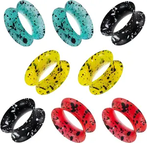 8PCS Ear Gauges Ultra Thin Silicone Flexible Ear Tunnels 6g-1" Plugs Soft Silicone Double Flared Flesh Stretchers Expander Ear Gauges Tunnels Piercing Jewelry for Women Men