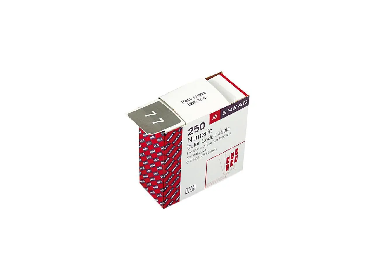 Smead 67427 Single Digit End Tab Labels, Number 7, White-on-Gray, 250/Roll