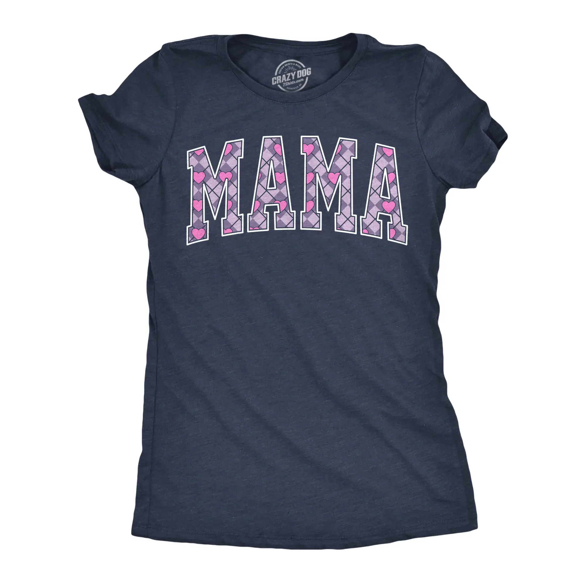 Womens Funny T Shirts Mama Text Cute Mothers Day Tee For Ladies Funny Womens T Shirts Cute Vintage Fashion Casual Ladies T-Shirt Gift Mother's Day Tops for Women Women's Novelty Tees Navy -