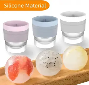 Large Ice Ball Molds, Silicone Ice Tray, Ice Cube Mold, Round Ice Making Box, 2.5 Inch Sphere Ice for Whiskey & Cocktails