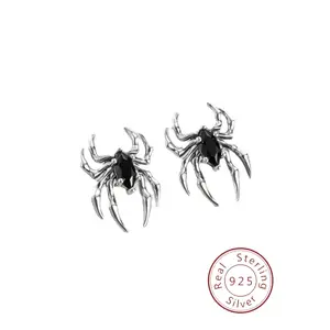 925 Sterling Silver Vintage Spider Design Earrings, High Quality Earrings, Fashionable Jewelry for Women & Men, Trendy All-match & Exquisite Jewelry for Birthday Gift