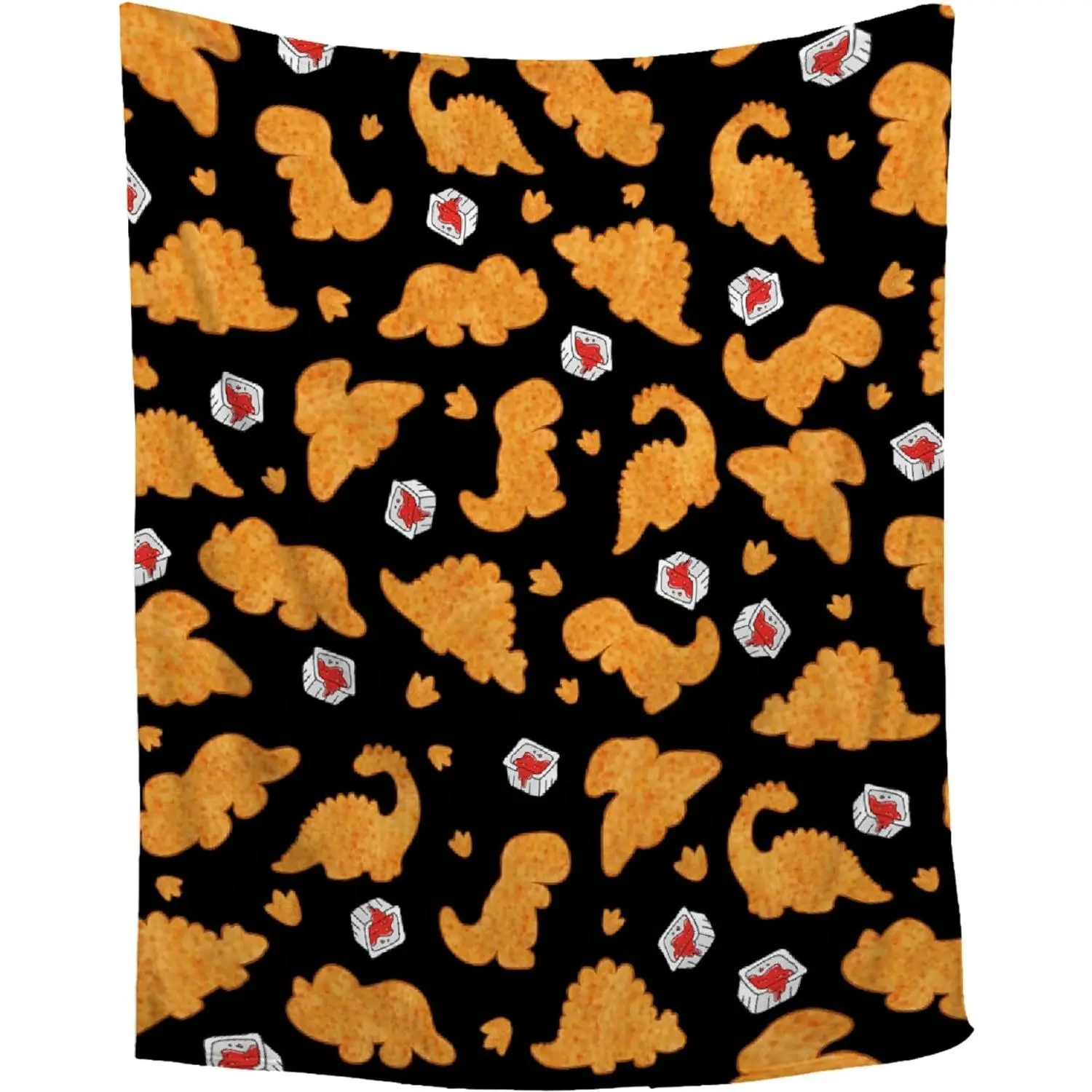 FJTP Chicken Nugget Fries Blanket,Dino Nugget Blankets Gift Soft Cozy Plush Bedding Blanket,Fuzzy Flannel Fleece Funny Food Ketchup Blanket for Couch Sofa Bedroom Chairs Dorm Camping Gift for Young Adults Men Women Boy Girl