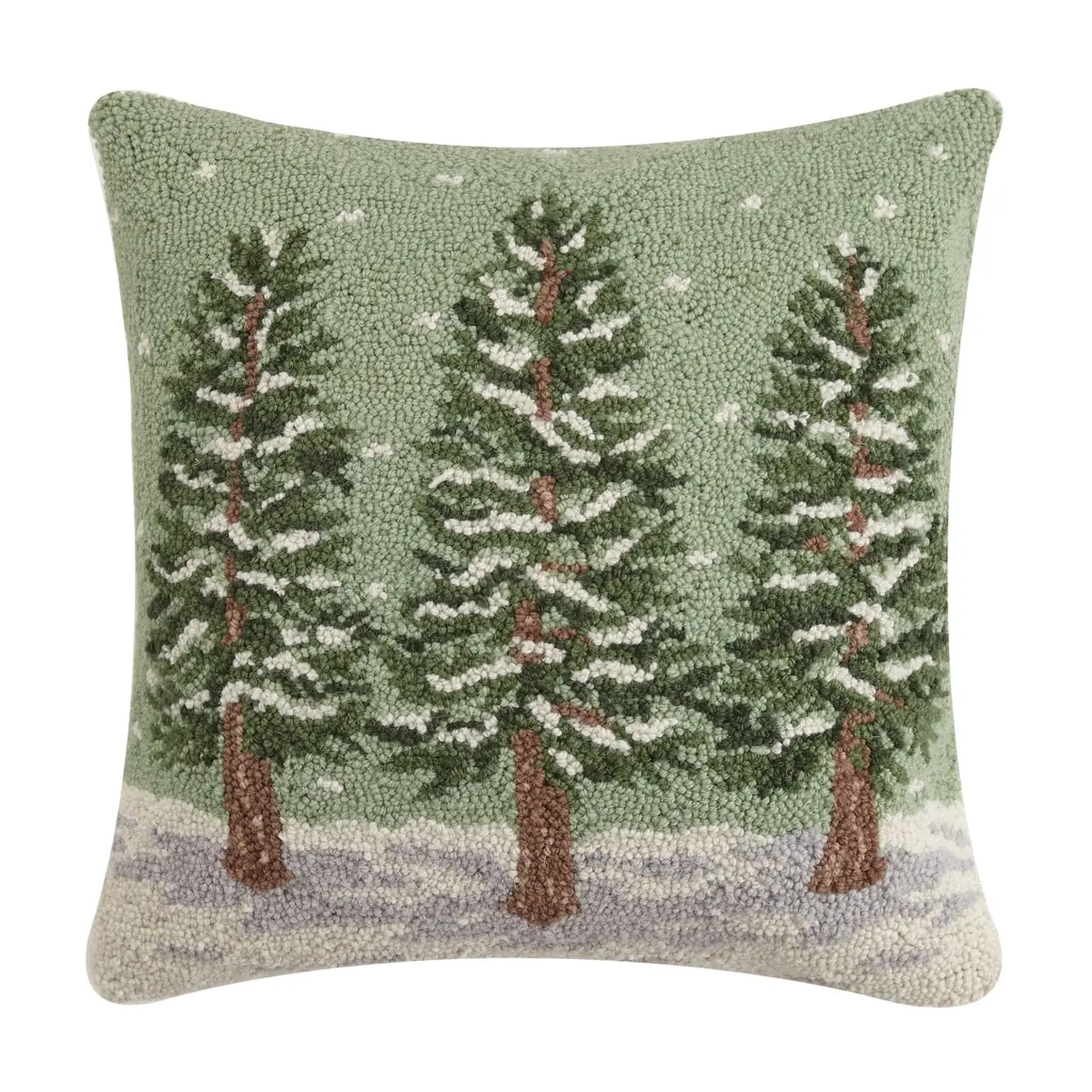 18x18 in. Hooked Texture Winter Trees Fabric Pillow - Cozy Look Room Decor, House Decor Indoor Home Textile Soft Furnishing Accent Piece