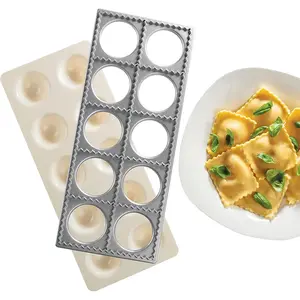 Ravioli Mold with Extra Large 1 3/4 Inch Squares- Authentic Ravioli Tray and Press Makes 10 Italian Raviolis at a Time