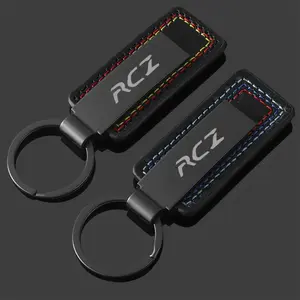 Car Key Rings Carbon Fiber Lanyard Keychain Styling for Peugeot RCZ Logo 2023 2022 2021 2020 2019 Metal Keyrings Gift Key Chain
