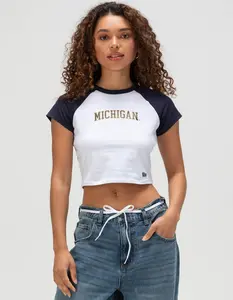 HYPE AND VICE University Of Michigan Womens Raglan Crop Tee