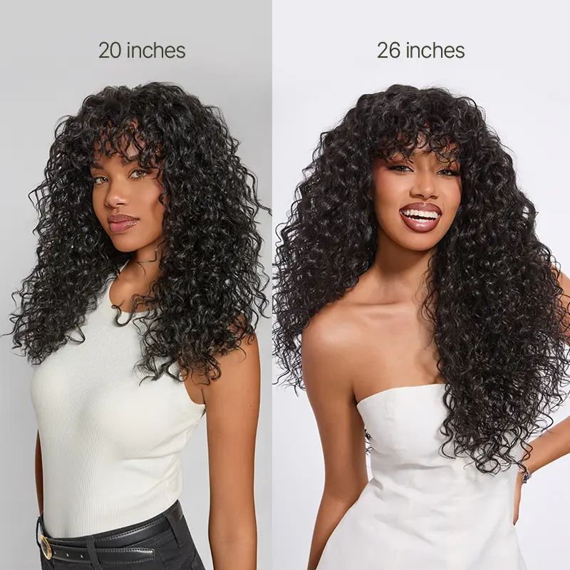 Frodio Veralux™ Blend Human Hair Boho Curly Wig with Bangs Effortless Shaggy Waves | Ready To Wear#SohoChic Frodio Veralux™ Blend Human Hair Boho Curly Wig with Bangs Effortless Shaggy Waves | Ready To Wear#SohoChic