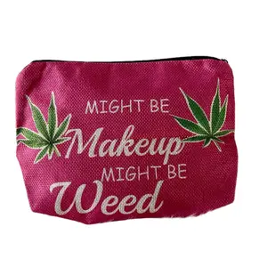 Dark Pink Leaf Makeup Bag for Women - Compact Travel Bag with Leaf Design, Durable Materials, Perfect for Organizing Makeup Products