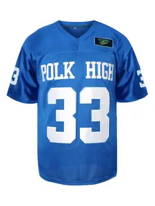 Men's Letter & Number Patched V Neck Football Jersey, Loose Sporty Short Sleeve T shirt for Daily Wear, Casual Comfy Men's Top for All Seasons, Sportswear