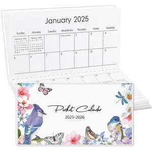 Pocket Calendar 2025-2026, Small Pocket Planner 2026 for Purse, Monthly Planner with Pvc Cover, Small Size (3.5" x 6"), From January 2025 - December 2026 - Bird