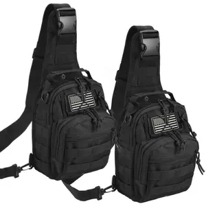 Men's and Women's Tactical Crossbody Bag, Compact, Molle, EDC Chest Bag, Vintage Canvas Messenger Bag, Hidden Strap Adjustable, Shoulder Bag, Multifunctional, Suitable for Shooting, Hiking, Traveling, Outdoor Sports, Daily Commuting