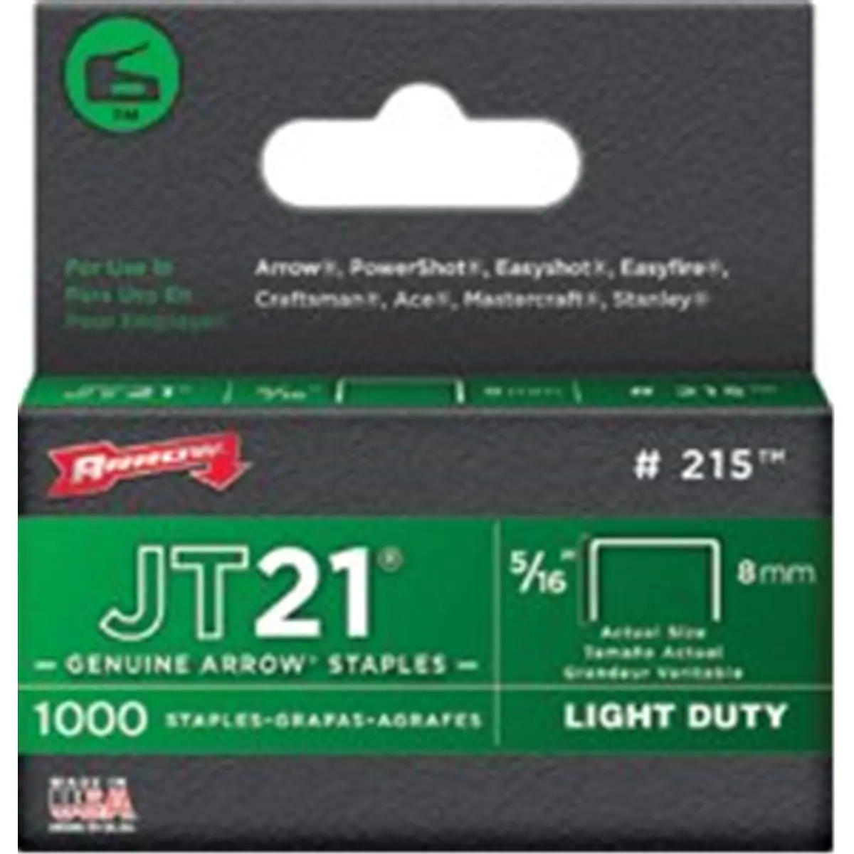Arrow Fastener 091-215 0.31 in. Staples For Staple Gun Tacker, Length 5/16", Light Duty, Narrow Crown