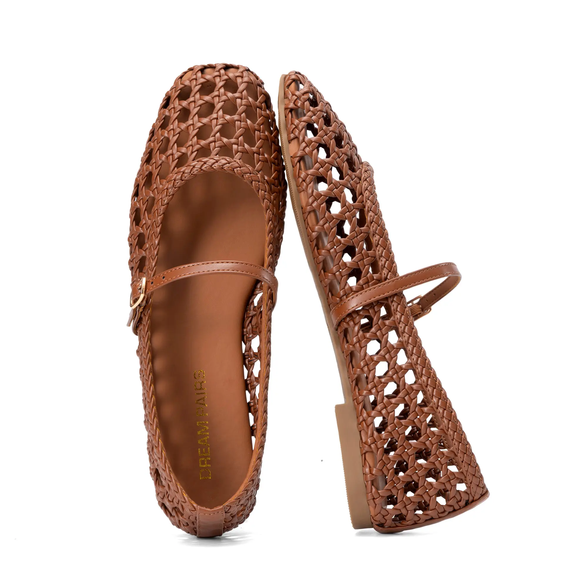 Dream Pairs Women's Hand-Crafted Mary Jane Flats - Breathable Footwear, Dressy Square Toe Low-Profile Ballerina Flats with Adjustable Buckle for Work & Casual Use, Mary Janes Shoes