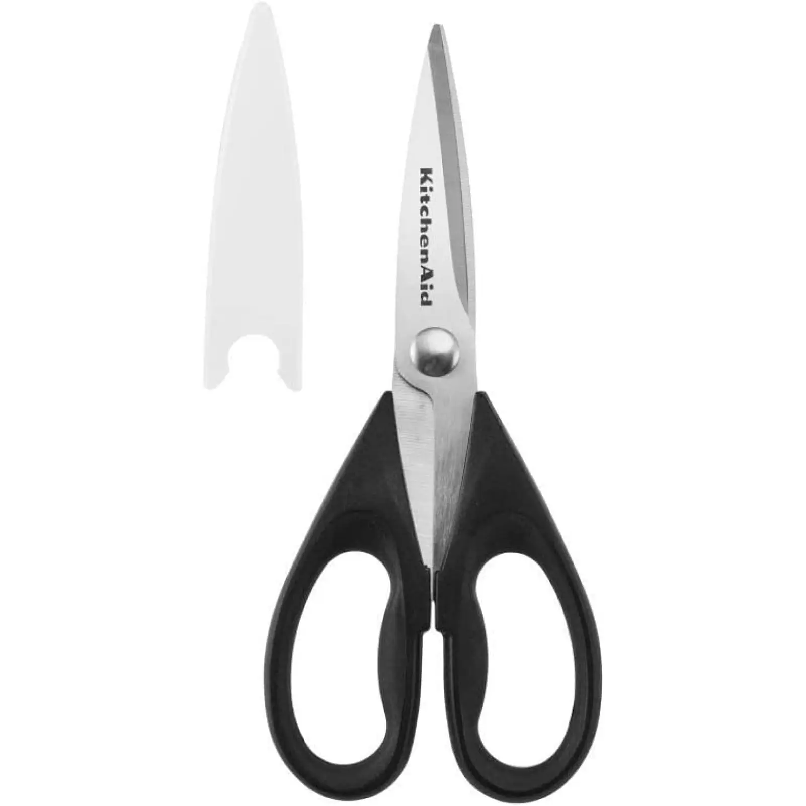 All Purpose Kitchen Shears with Protective Sheath Durable Stainless Steel Scissors, Dishwasher Safe, Soft Grip Comfort Handle, 8.72 Inch, Black KitchenAid