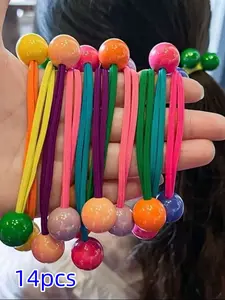 14 Pcs Candy Color Hair Ties for Girls, Soft Round Ball Ponytail Holders, No Crease No Tangle, Perfect for Braids and Princess Hairstyles