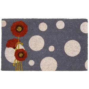 Rubber-Cal "Rouge Contemporary" Floral Coir Matting, 18 x 30-Inch