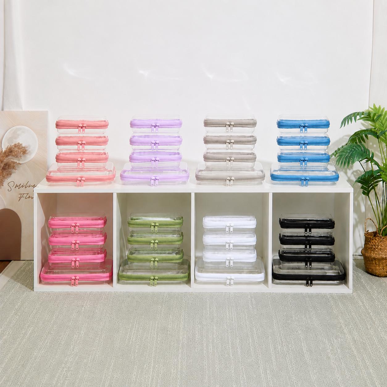 PIQOLA Clear Organizer Storage Box Clear Hard Shell Zipper Case PVC Plastic CLear Storage Containers for Tools & Small Objects Girl Stuff Summer Pool Portable Travel Organizer Set Makeup Organizer Toy Storage Bins High Transparency Diapper Bag M+3S