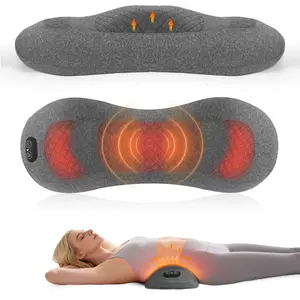 Triple Fusion Electric Lumbar Support Pillow with Adjustable Height for Bed and Chair, Back Massager with Heat, Lower Back Massager for Pain Relief, Ergonomic Lumbar Pillow with Heat Vibration