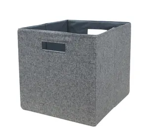 Gray Collapsible Fabric Cube Storage Bin, Compact Design for Versatile Storage Solutions
