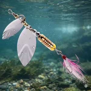 High-Reflection spoon Fishing Lures with Rotating Blades Single or Double Options Freshwater Saltwater Universal Bass Trout Spinning Lures Sensitive Metal Fishing Tackle Outdoor Gear Sound Attracts Fish