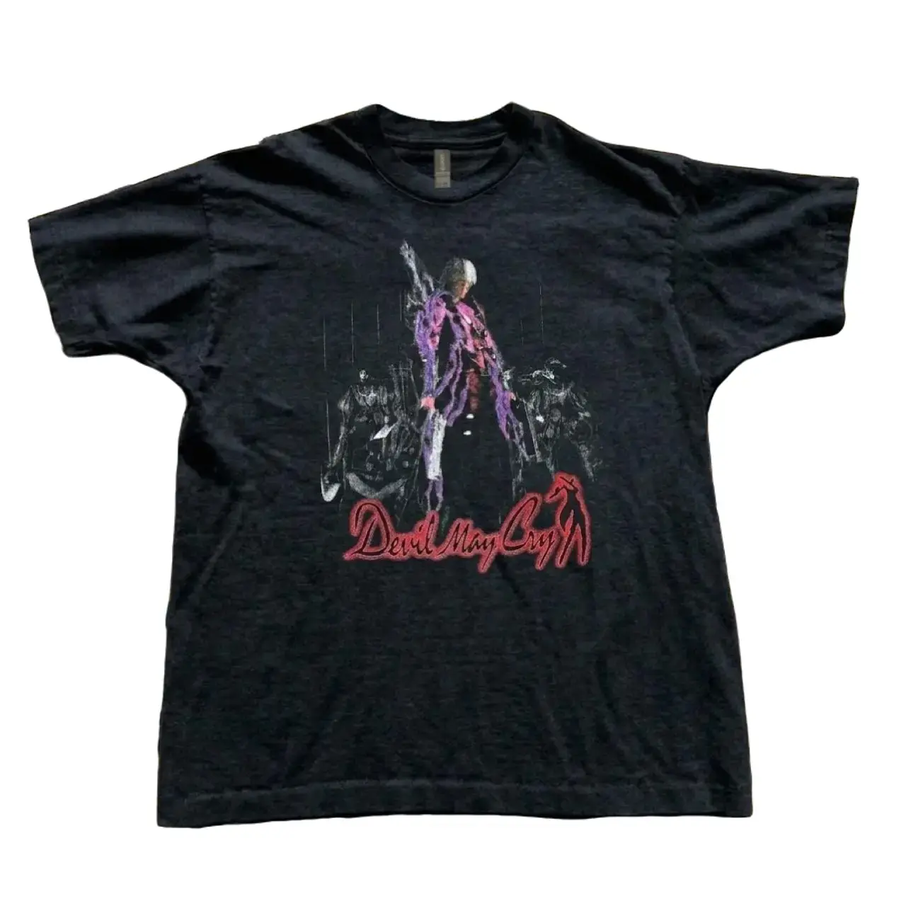 Devil May Cry Black T-Shirt, Dante Demon Hunter Graphic Tee, Vintage Capcom Game Fan Shirt, Gothic Gamer Cotton Tee, Unisex Gaming Shirt