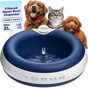 Maxi Filtered  Water Bowl, 2L/68oz - No Power or  Needed, Auto-Refill, No Spill, Portable Travel Lock, Carbon Filter, , Dogs & Cats