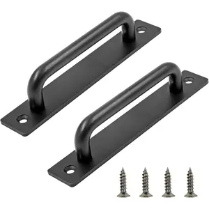 2 Pack 5.9 Inch Sliding Barn Door Handle, Black Aluminium Alloy Door Pull Handle for Sliding Barn Door Gate Cabinet Closet Drawer Garage Shed
