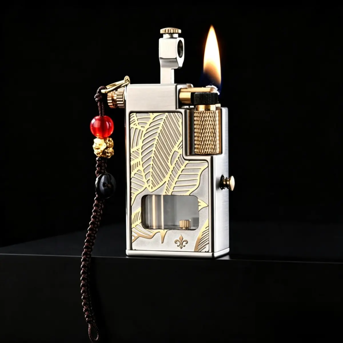 Vintage Full Metal Fluid Lighter With Transparent Oil Tank, Portable Outdoor Pocket Igniter, Cool EDC Gadget, Ideal Holiday Gift For Boyfriend, Father & Collectors, Collection & Decor Lighter (Fuel Excluded)