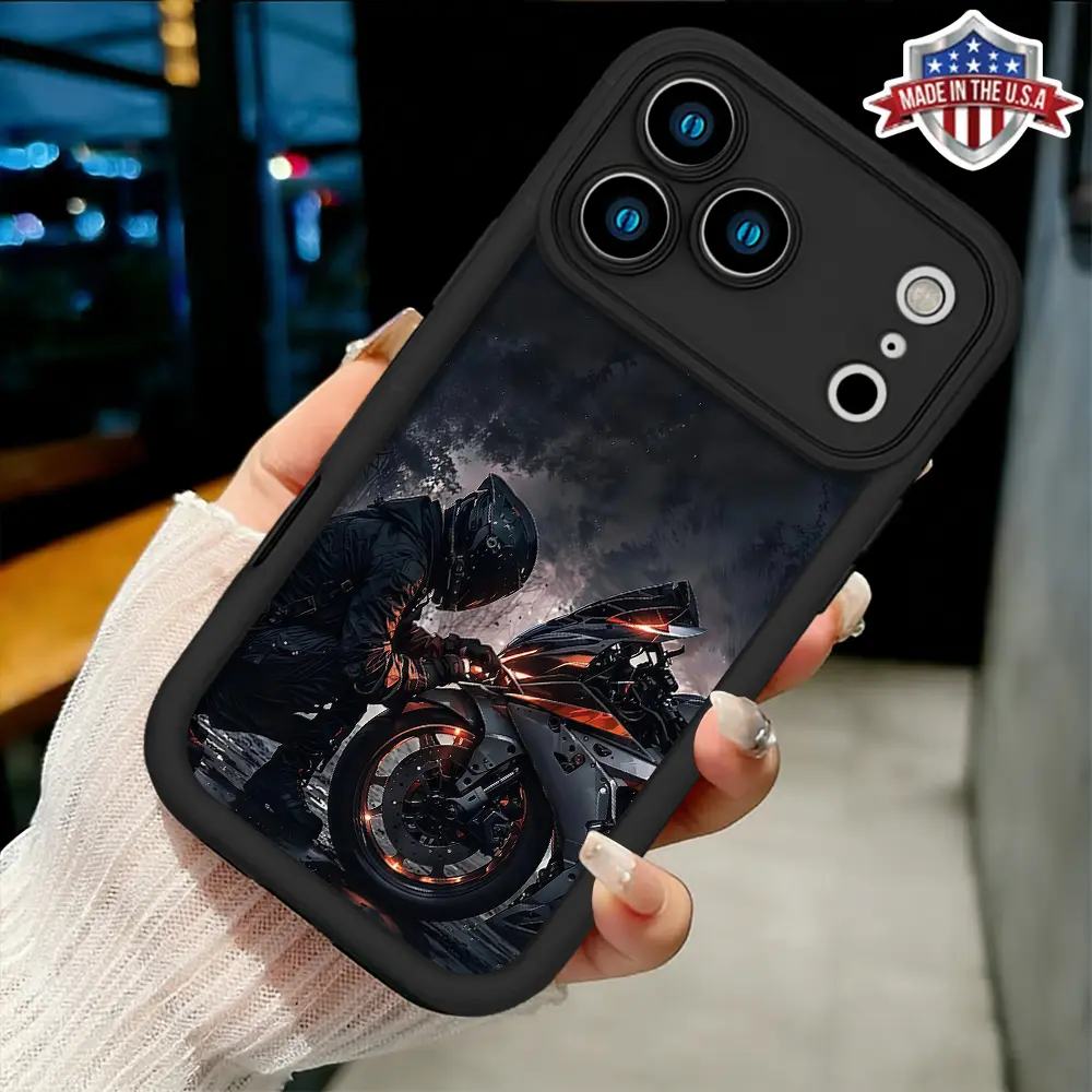 Cool Motorcycle Rider Sport Bike Aesthetic Case for iPhone 17 16 15 14 Pro Max 13 12 11 XR XS Plus Air Slim Shockproof Protective TPU Cover