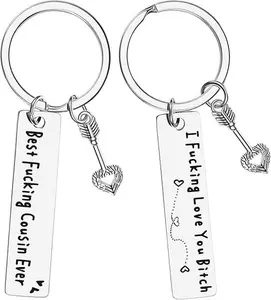 GAB Keychain 2Pcs Best Friend Keychain for Women, Stainless Steel Key Chain Engrave I Fking Love You Bith Birthday Christmas Friendship Gift for Bestie Best Friends Female Bff