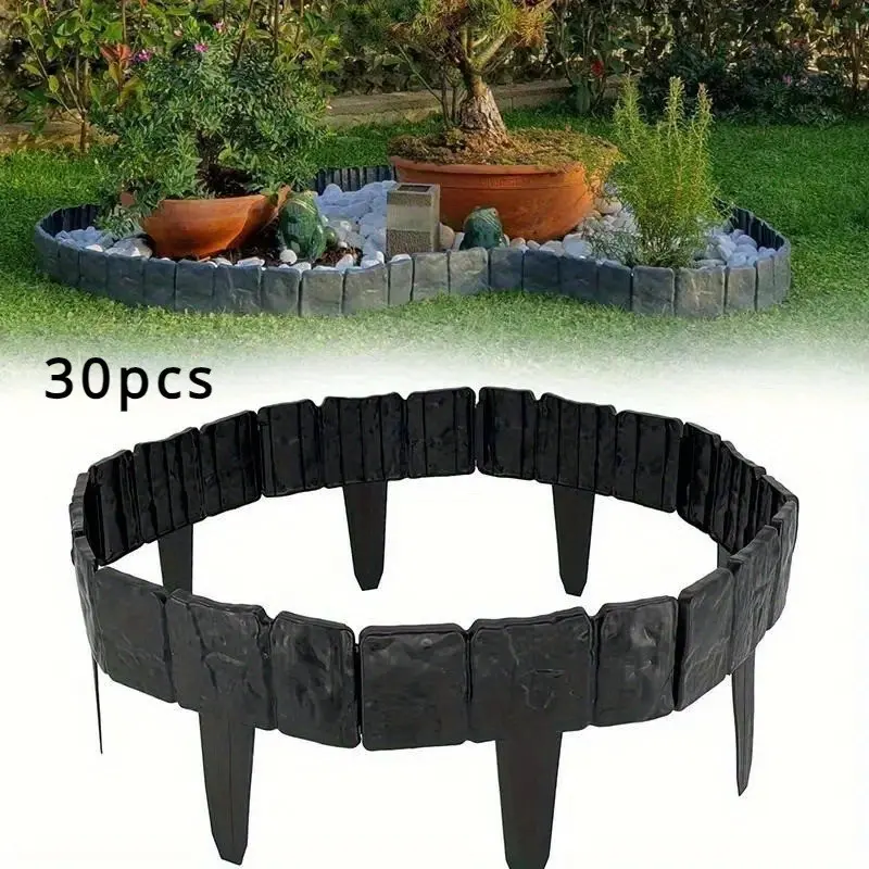 30-Piece Interlocking Plastic Garden Fence Set, Decorative Garden Fences, Garden Border Fence, Durable Outdoor Landscape Barrier, Easy Installation, Weather-Resistant, Low Maintenance