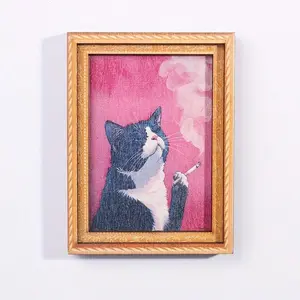 Cute Cat Refrigerator Magnets Adorable Black & White Cat Design with Pink Accents Durable Bamboo Material for Home Office Decor Holiday Gifts and Kitchen Accessories Cat Accessories Refrigerator Decorating Magnet