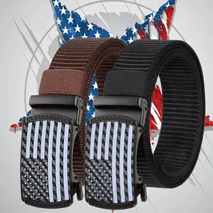 Buy 1 Get 1 Free Mens Belt Ratchet Belts for Men 2 Pack, American Flag Slide Golf Belts 1 1/3", Tactical Work Web Belt 4th of July