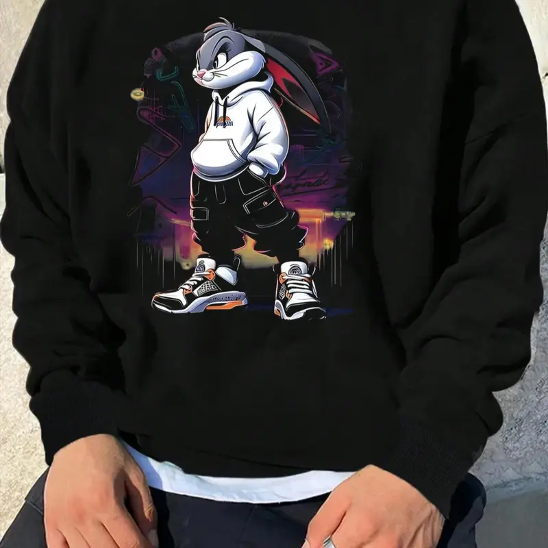 Men's Regular Fit Letter & Graphic Print Drop Shoulder Thermal Lined Sweatshirt, Casual Long Sleeve Round Neck Pullover for Fall & Winter, Men's Clothes for Daily Wear, Hoodies Streetwear Tops, Fashion, Everyday Wear Sweatshirt, Graphic Sweatshirts