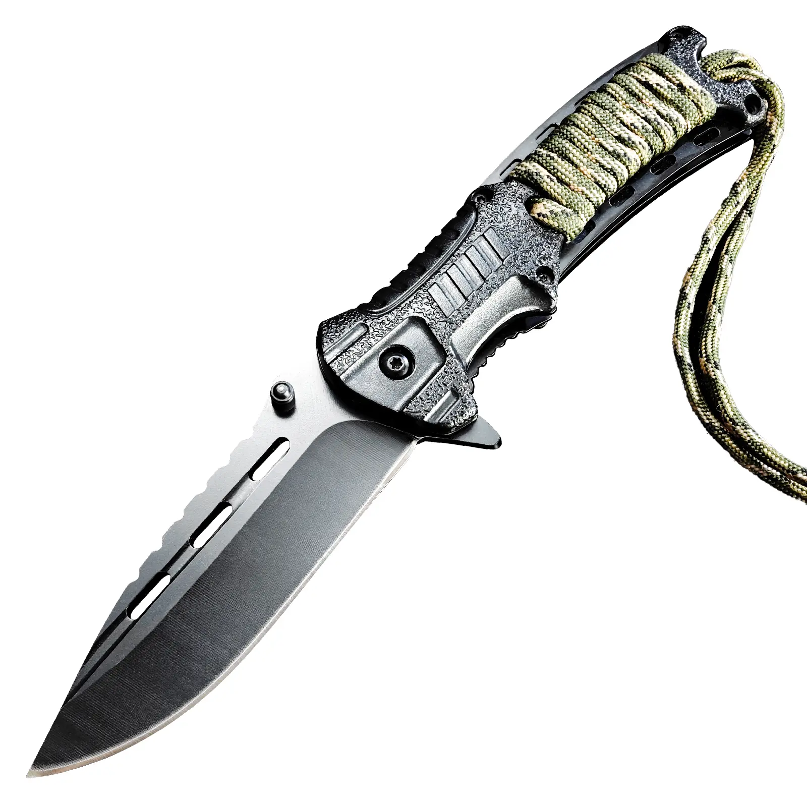 DOGKA Manual Folding Utility Knife with Steel Blade and Paracord-Wrapped Grip