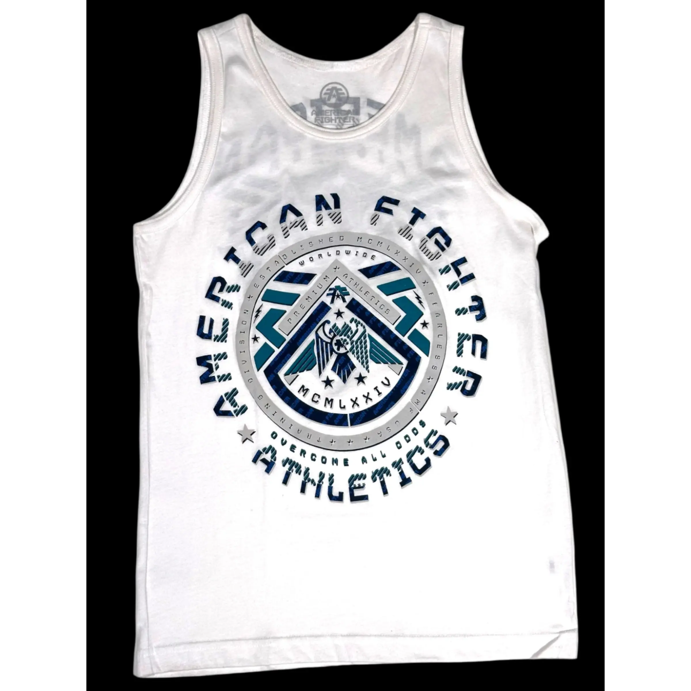 American Fighter Boys' Sleeveless Cotton Graphic Round Neck Tank Top, Crownpoint Sleeveless Undershirt