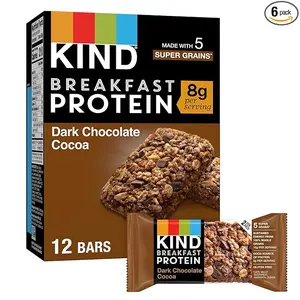 KIND Breakfast, Healthy Snack Bar, Dark Chocolate Cocoa, Gluten Free Breakfast Bars, 8g Protein, 1.76 OZ Packs (6 Count)