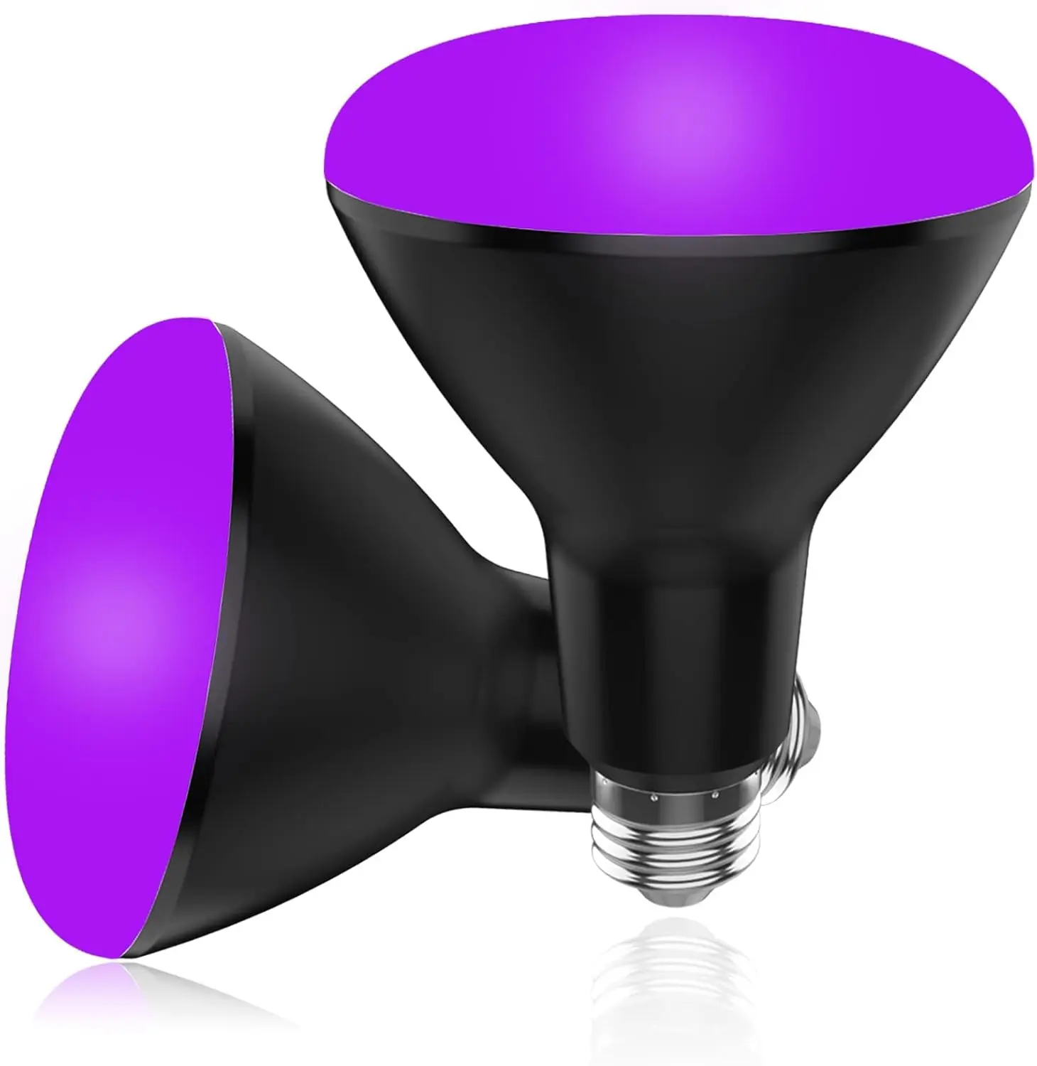 BR30 UV Black Light Bulbs 2 Pack for Glow Party -15W (100w Equivalent) E26 UVA 385-410 nm, Big LED Blacklight Flood Light Bulb for Room, Body Paints, Fluorescent Poster, Halloween, Blacklight Party