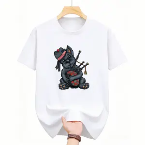 Humorous Scotland T-Shirt Featuring Scottish Terrier and Bagpipes – Short Sleeve Style